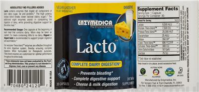 Photo of the Enzymedica Lacto label