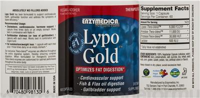 Photo of the Enzymedica Lypo Gold label