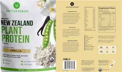 Photo of the Antler Farms New Zealand Plant Protein Powder Vanilla label