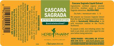 Photo of the Herb Pharm Cascara Sagrada label