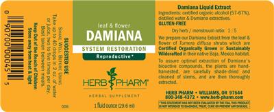 Photo of the Herb Pharm Damiana label