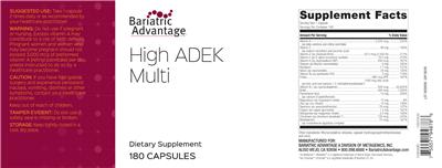 Photo of the Bariatric Advantage High ADEK Multi label