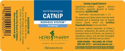 Photo of the Herb Pharm Catnip label
