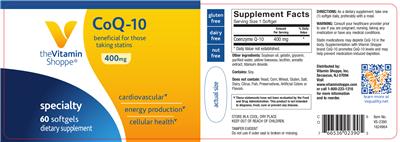 Photo of the The Vitamin Shoppe CoQ-10 400 mg label