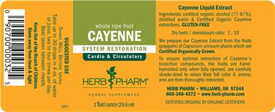 Photo of the Herb Pharm Cayenne label
