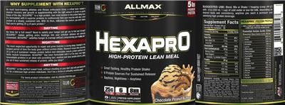 Photo of the ALLMAX HEXAPRO Chocolate Peanut Butter label