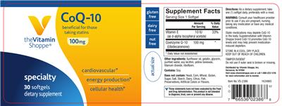 Photo of the The Vitamin Shoppe CoQ-10 100 mg label