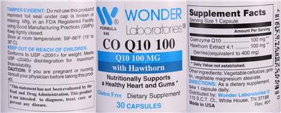 Photo of the Wonder Laboratories Co Q10 100 mg label