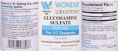 Photo of the Wonder Laboratories Glucosamine Sulfate 1550 mg Powder label