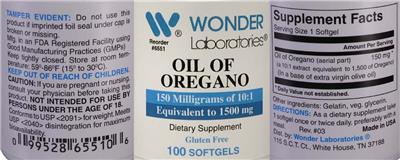 Photo of the Wonder Laboratories Oil of Oregano label