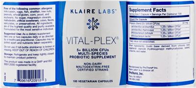 Photo of the Klaire Labs Vital-Plex label