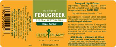 Photo of the Herb Pharm Fenugreek label