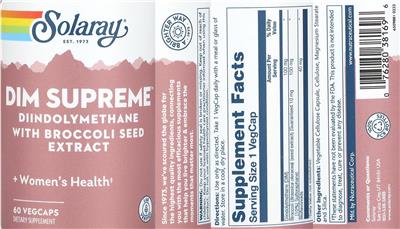 Photo of the Solaray DIM Supreme label