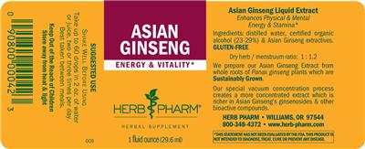 Photo of the Herb Pharm Asian Ginseng label
