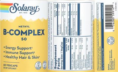 Photo of the Solaray Methyl B-Complex 50 label