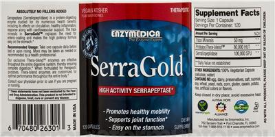 Photo of the Enzymedica SerraGold label