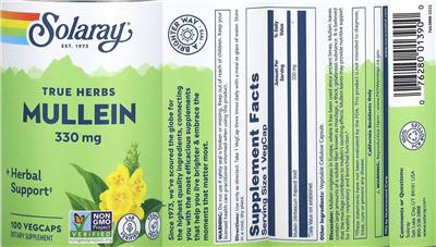 Photo of the Solaray Mullein 330 mg label