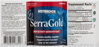 Photo of the Enzymedica SerraGold label