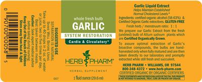 Photo of the Herb Pharm Garlic label