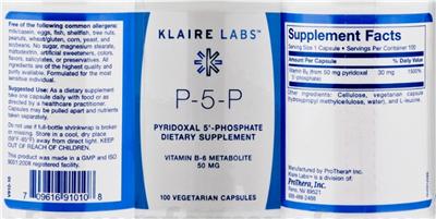 Photo of the Klaire Labs P-5-P label