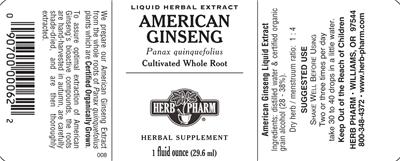 Photo of the Herb Pharm American Ginseng label