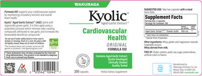 Photo of the Kyolic Kyolic Formula 100 label