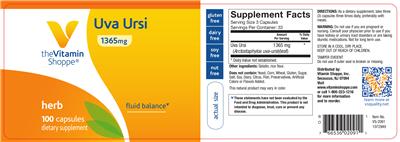 Photo of the The Vitamin Shoppe Uva Ursi 1365 mg label