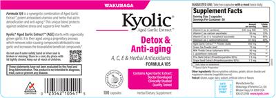 Photo of the Kyolic Kyolic Formula 105 label