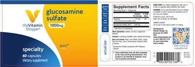 Photo of the The Vitamin Shoppe Glucosamine Sulfate 1000 mg label