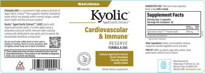 Photo of the Kyolic Kyolic Formula 200 label