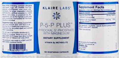 Photo of the Klaire Labs P-5-P Plus Pyridoxal 5'-Phosphate With Magnesium label