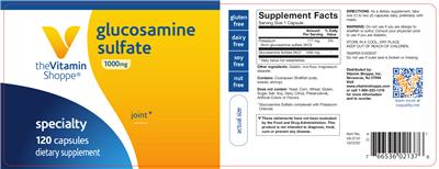 Photo of the The Vitamin Shoppe Glucosamine Sulfate 1000 mg label