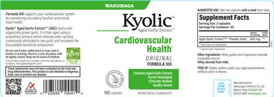 Photo of the Kyolic Kyolic Original Formula 100 label
