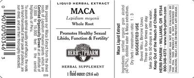 Photo of the Herb Pharm Maca label