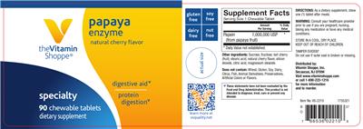 Photo of the The Vitamin Shoppe Papaya Enzyme Natural Cherry Favor label