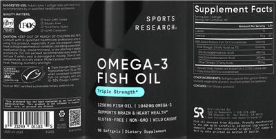 Product label for Omega-3 1040 mg Fish Oil 1250 mg
