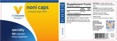 Photo of the The Vitamin Shoppe Noni Caps label