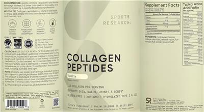 Product label for Collagen Peptides Vanilla