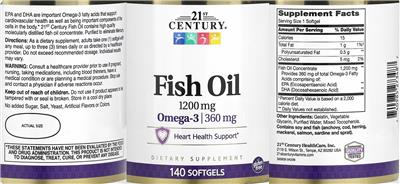 Photo of the 21st Century Fish Oil 1200 mg label