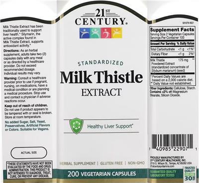 Photo of the 21st Century Milk Thistle Extract label