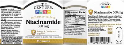 Photo of the 21st Century Niacinamide 500 mg label