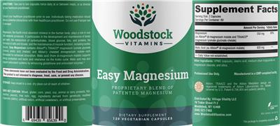 Photo of the Woodstock Vitamins Easy Magnesium label