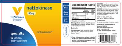 Photo of the The Vitamin Shoppe Nattokinase 50 mg label