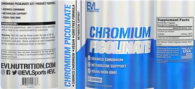 Photo of the Evlution Nutrition Chromium Picolinate 1000 mcg label