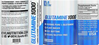 Photo of the Evlution Nutrition Glutamine1000 label