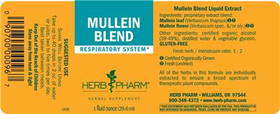 Photo of the Herb Pharm Mullein Blend label