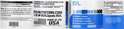 Photo of the Evlution Nutrition L-Arginine5000 Unflavored label