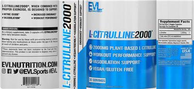 Photo of the Evlution Nutrition L-Citrulline2000 label