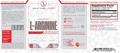 Photo of the Purus Labs L-Arginine label