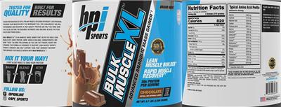 Photo of the BPI Sports Bulk Muscle XL Chocolate label